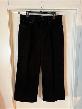 J. Crew Black Wide Leg High Rise Cropped Jeans 31 Like New
